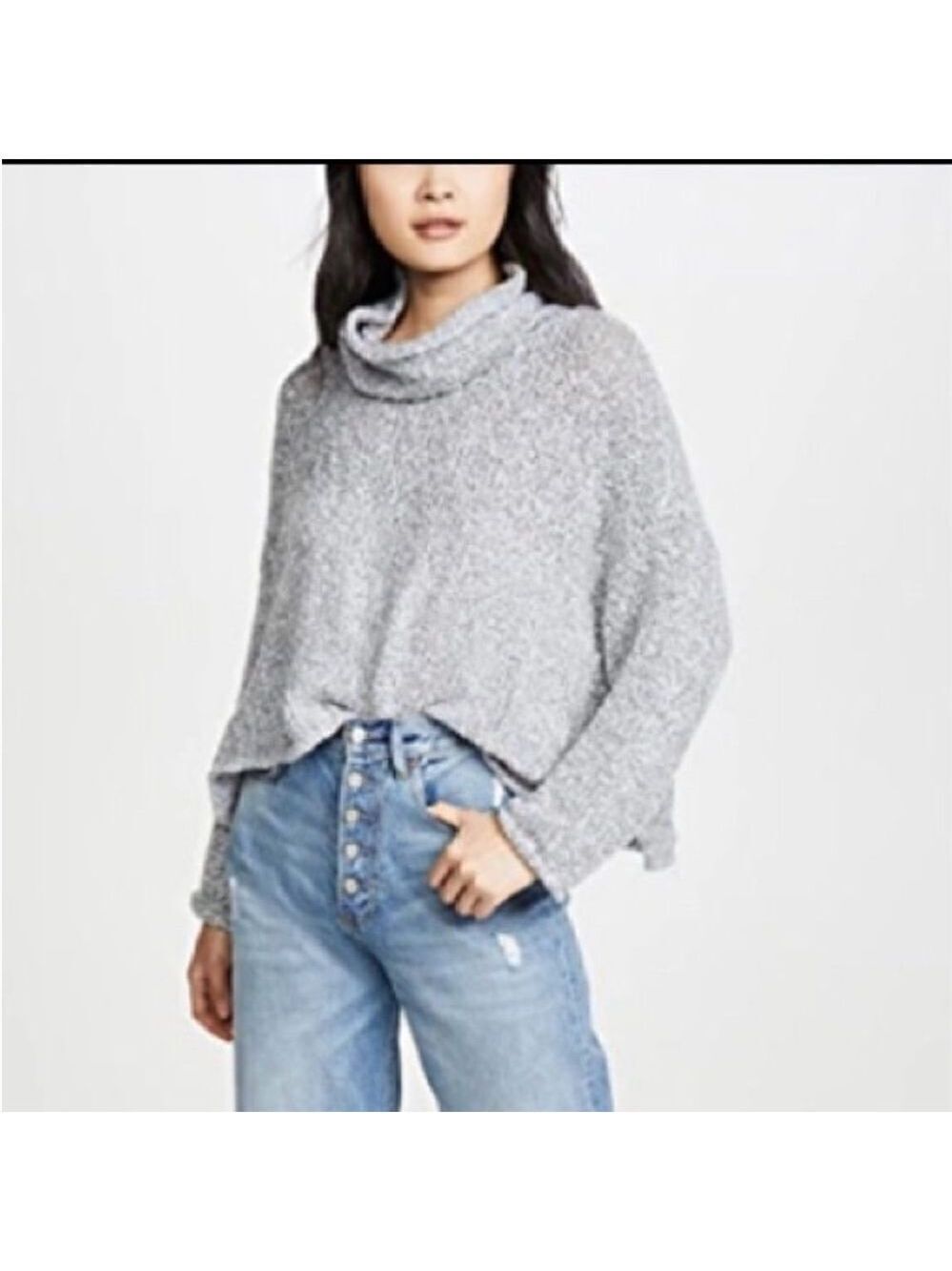 Free People BFF Cowl Neck Boucle Knit Sweater